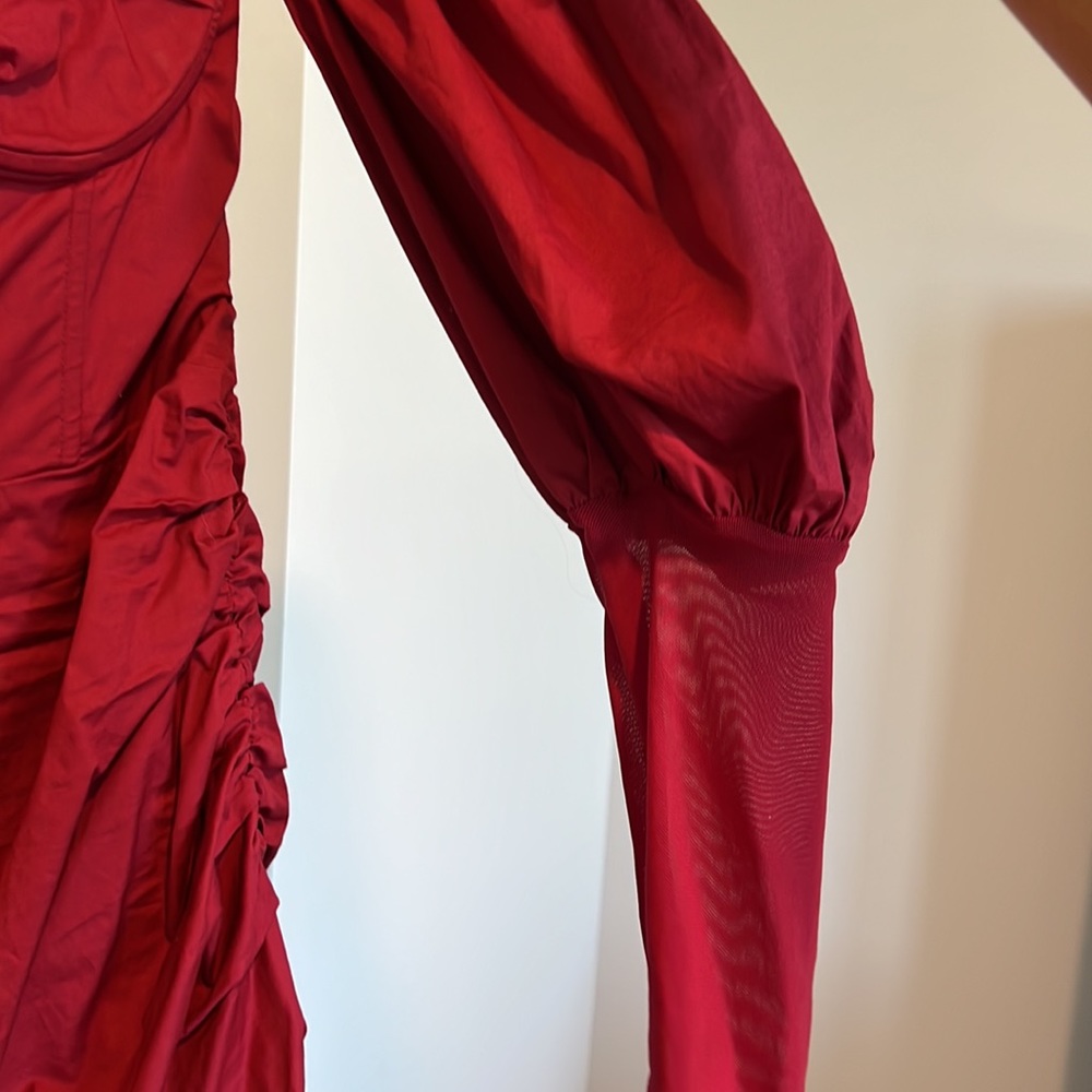 Oh Polly Red Strapless Ruched Bodycon Mini Dress - Picture 3 of 7